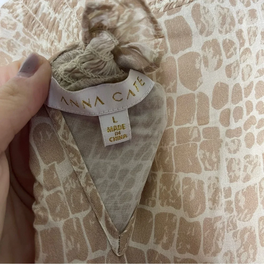 Anna Cate Tan Croc Print Boho Dress Size Large - Picture 5 of 6
